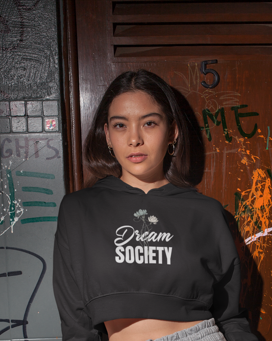 Dream Society Black Crop Hoodie - Premium