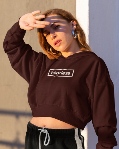 Fearless Vibes Crop Hoodie in Maroon