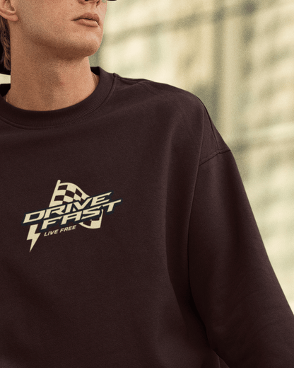 Drive Fast Sweatshirt - Maroon Edition