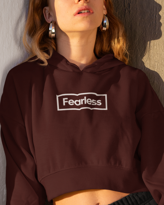 Fearless Vibes Crop Hoodie in Maroon