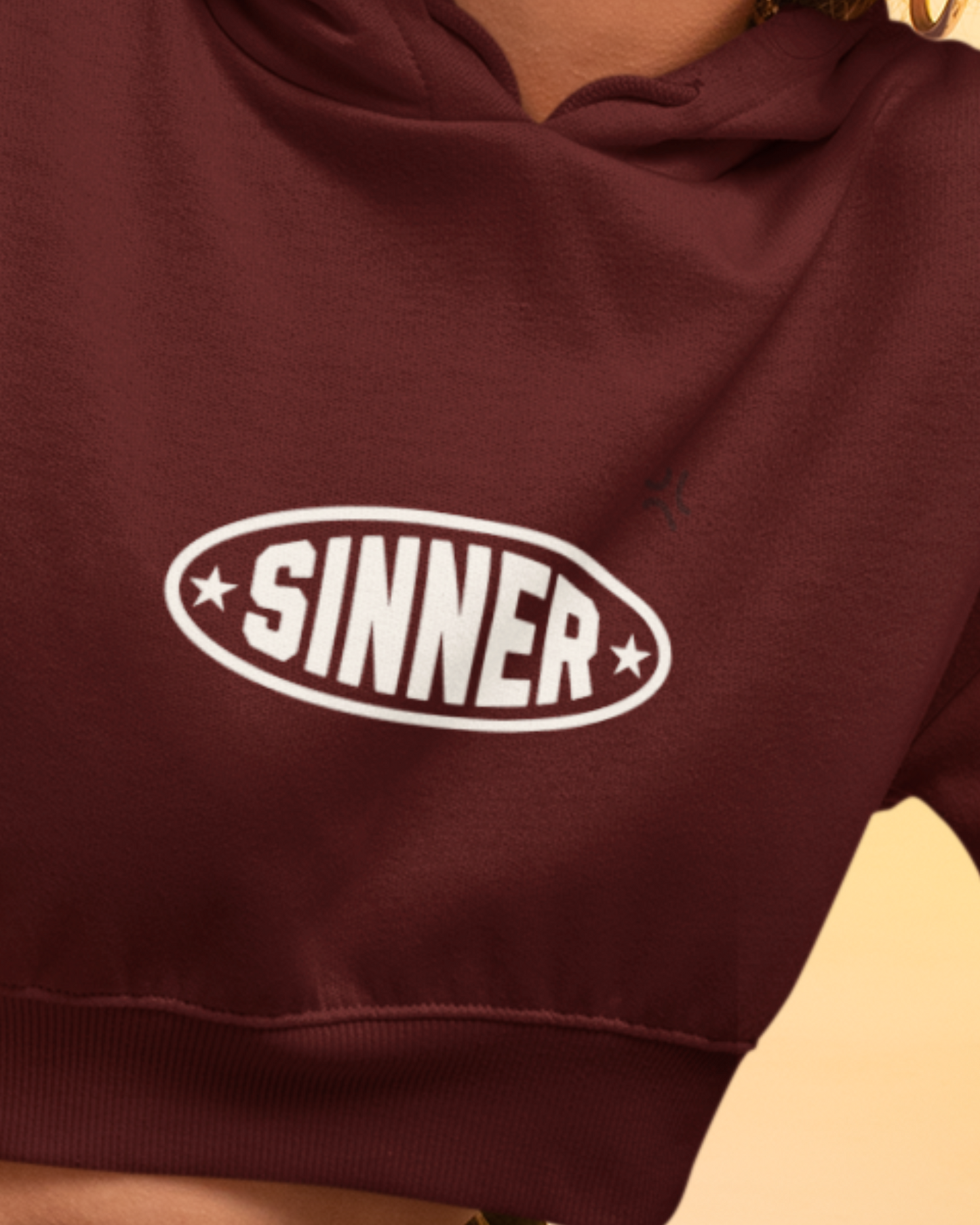 Sinner Crop Hoodie - Maroon Premium Edition