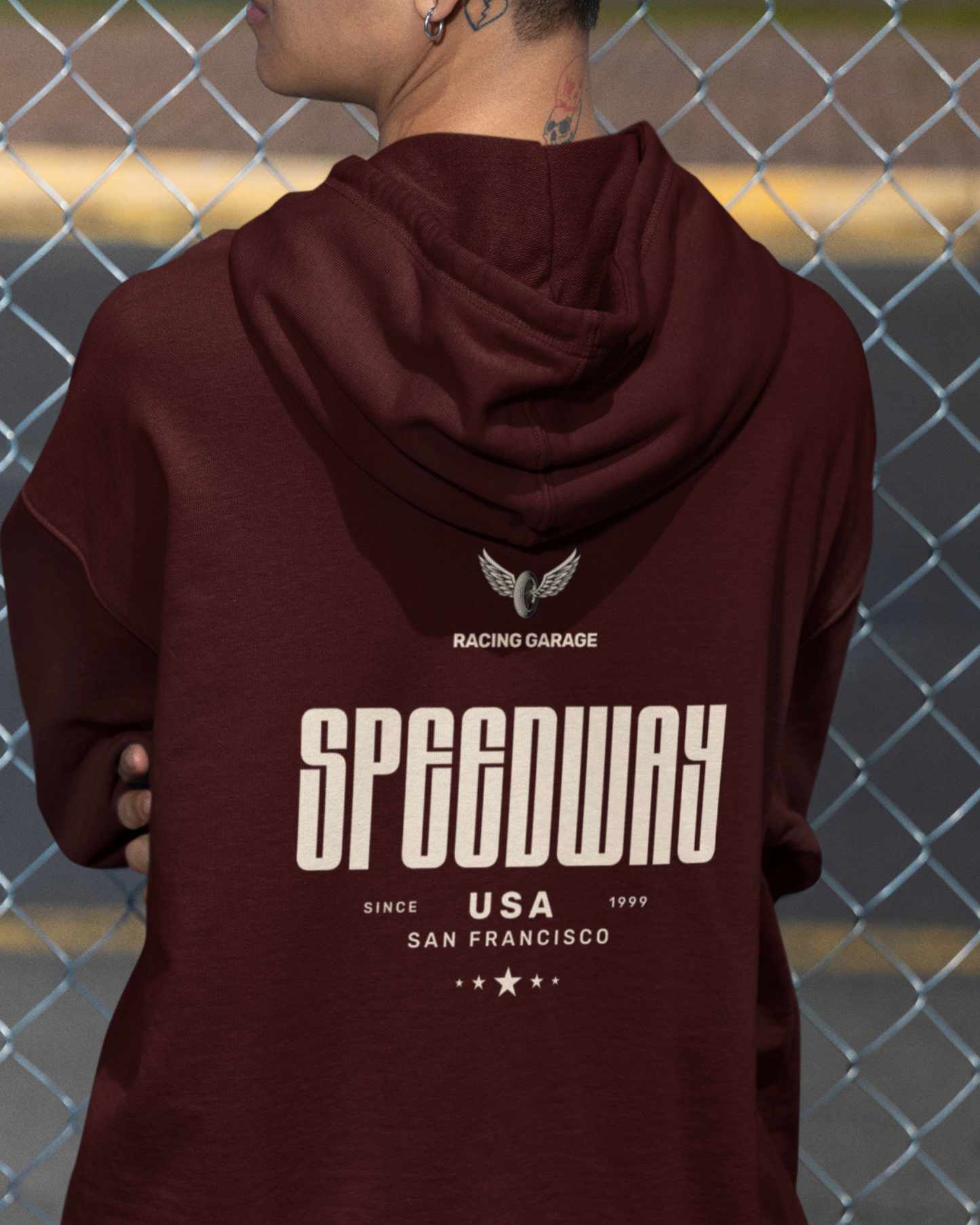 Racing Garage Premium Maroon Hoodie